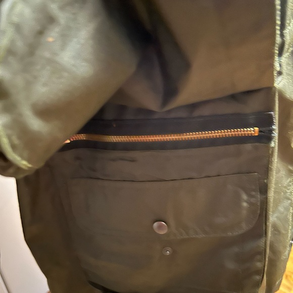 New wax cotton raincoat green lined hood Scotland Wathne MED / Barbour quality - Picture 4 of 16